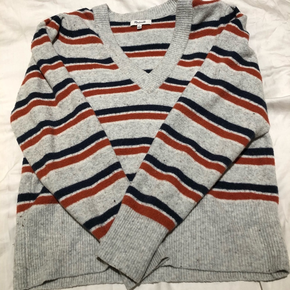 Madewell Striped V-Neck Sweater